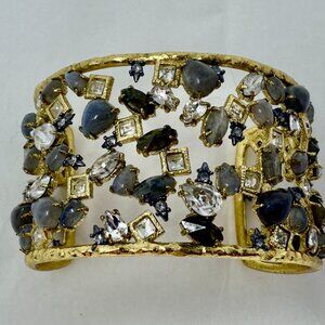 Alexis Bittar Cuff Bracelet – Wide Statement Lattice Design – Signed AB – Gray C